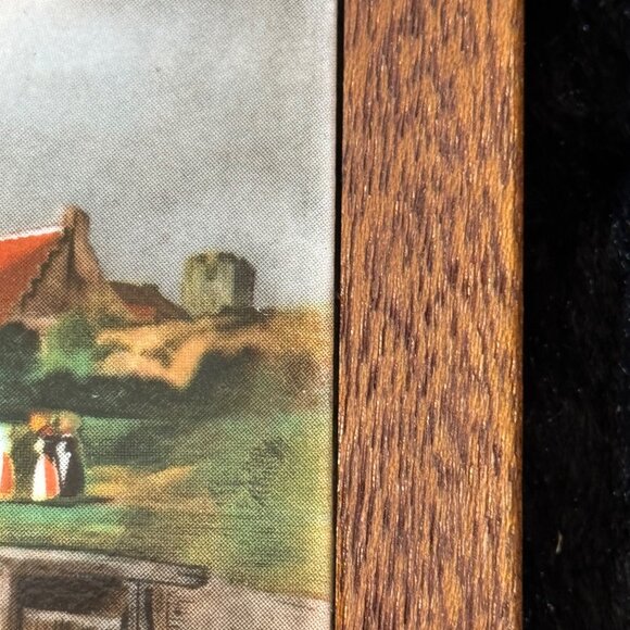Vintage Deede-Highlands Co.Wooden Framed Ceramic Trivet With Windmill Landscape - Picture 4 of 7